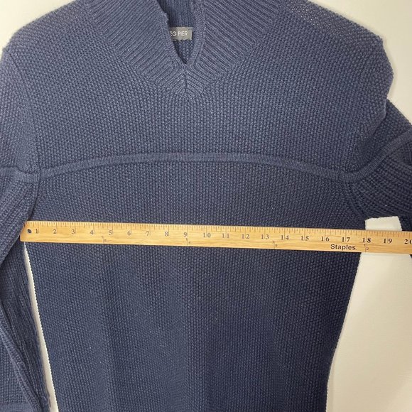 Greg Pier Mens Navy Blue Cashmere V-Neck High Neck Pullover Sweater Italy - Picture 10 of 15